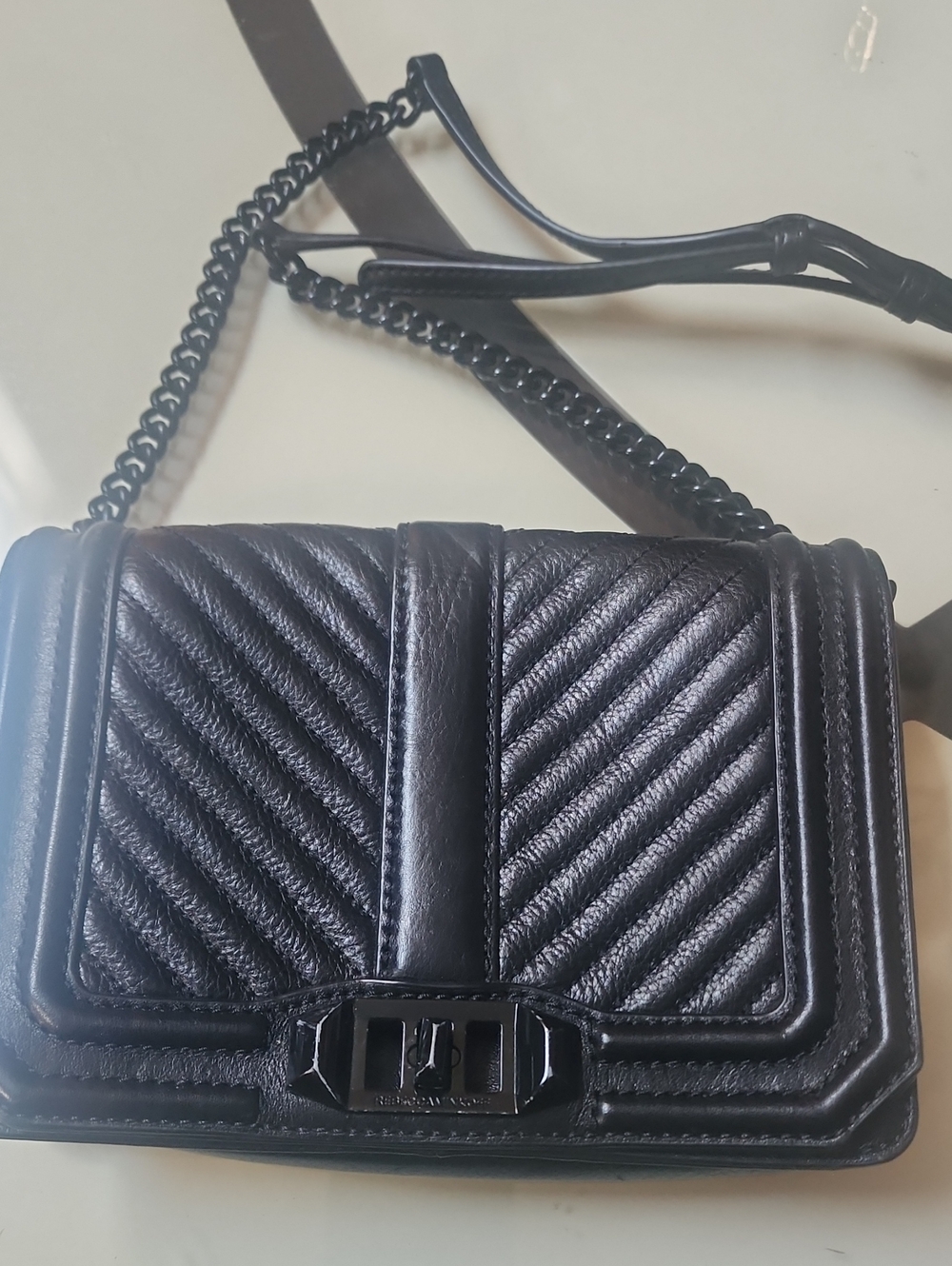 Rebecca Minkoff Black Quilted Leather Chain-Shoulder Bag